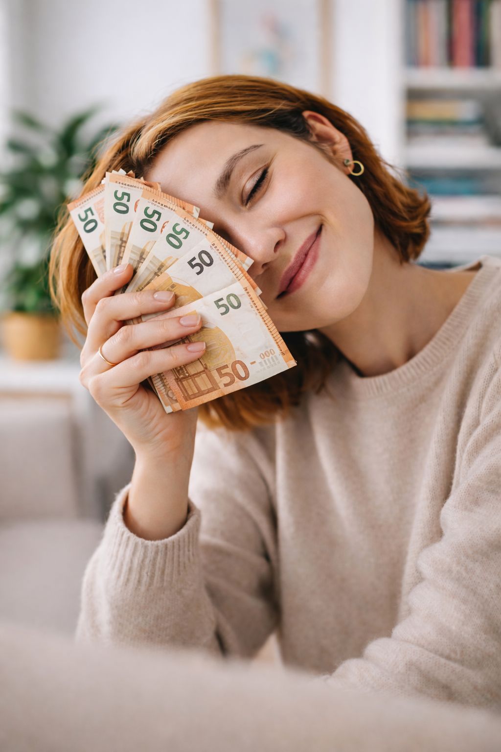 Frau mit Geldscheinen