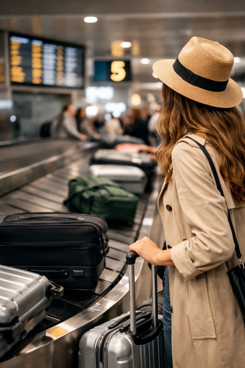 Frau Flughafen Gepäckband