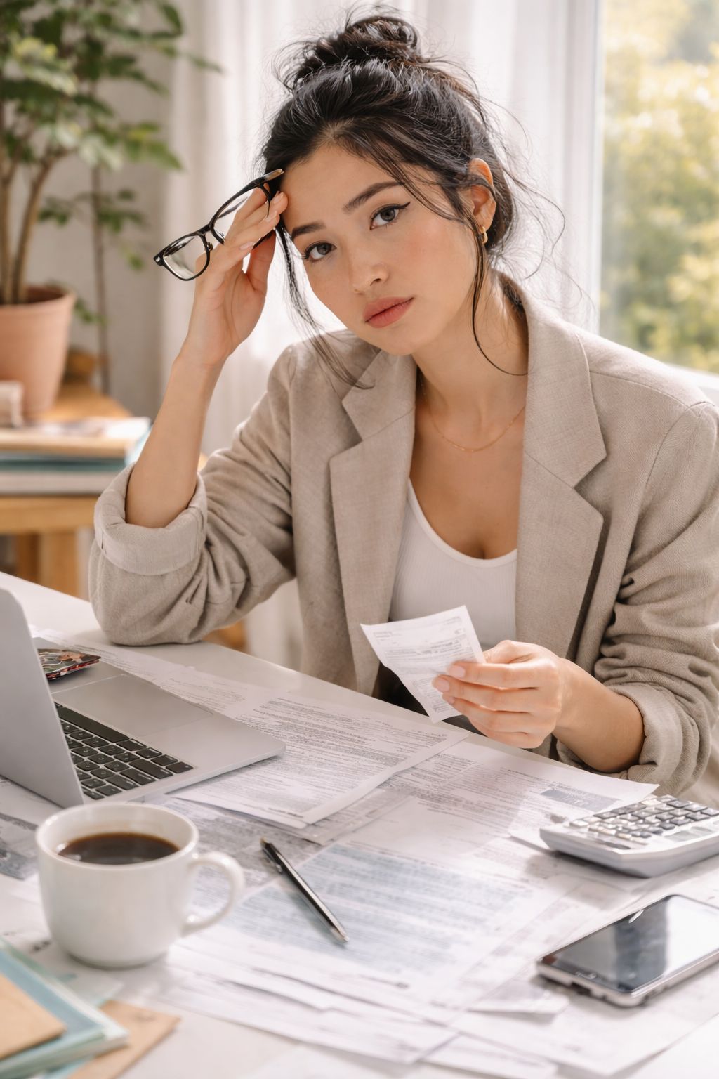 Frau Steuern Schreibtisch