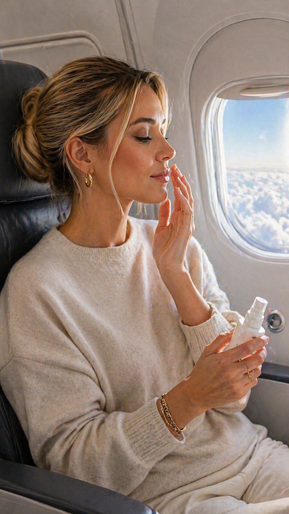 Frau im Flugzeug