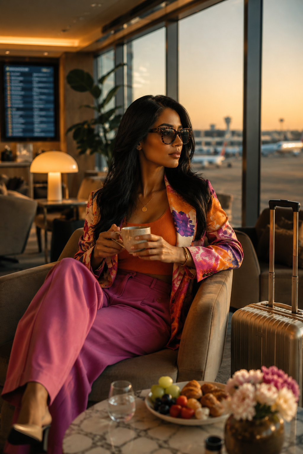 Frau Flughafen-Lounge